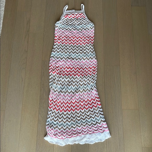 Z Supply Other - Z Supply Pink and White Ruffled Bodycon Sweater Dress